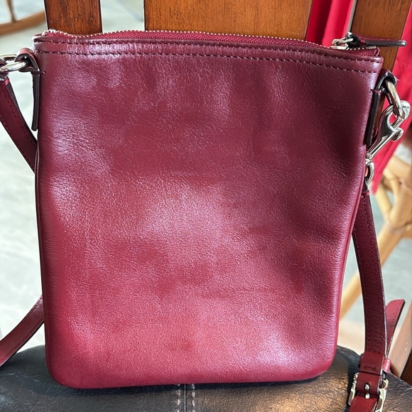 Coach  Crossbody bag  genuine, smooth, leather deep red.  Silvertone.
No callout - Picture 7 of 12